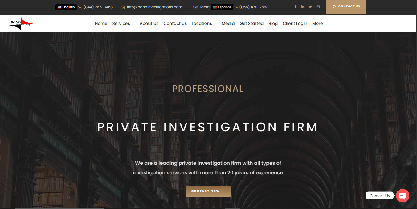 Bond Investigations website preview