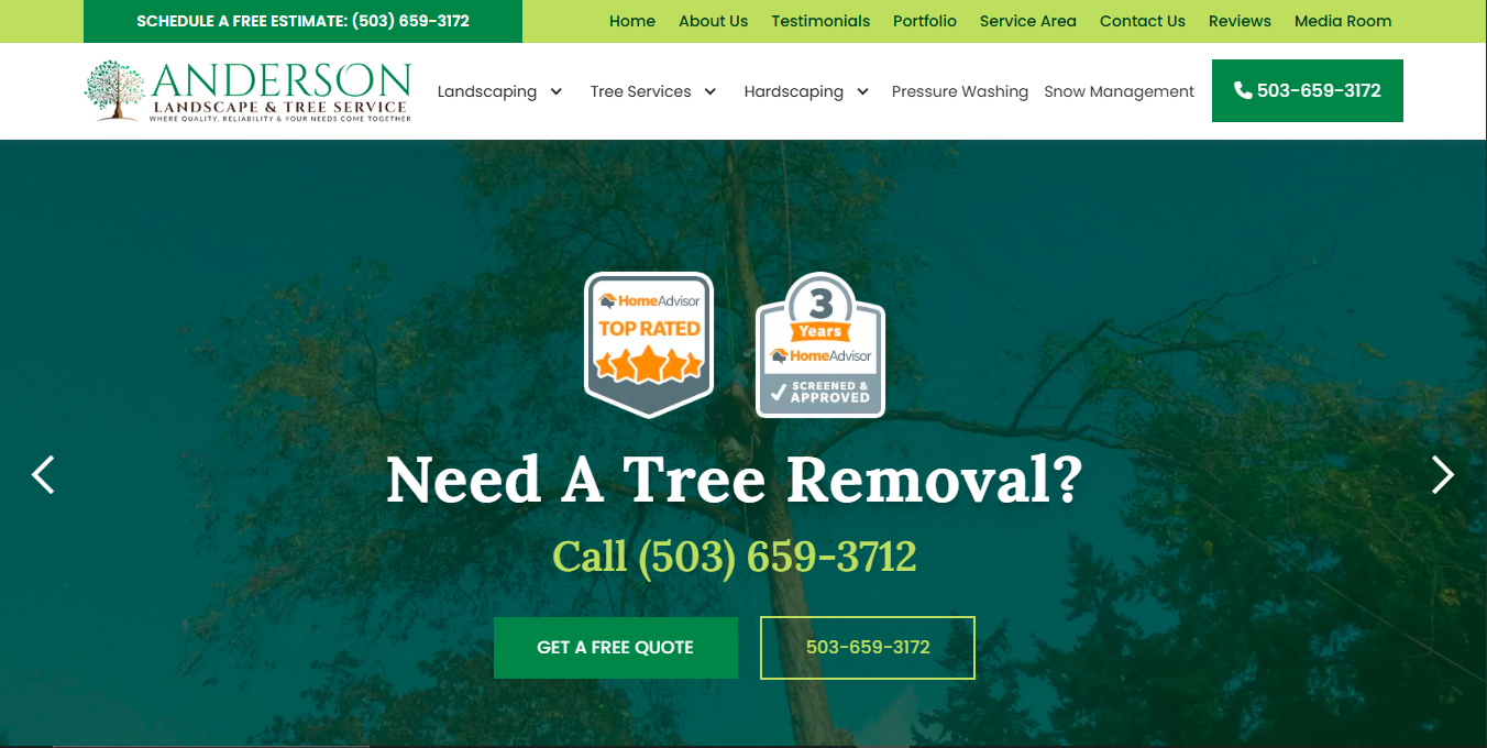 Anderson Landscape website preview