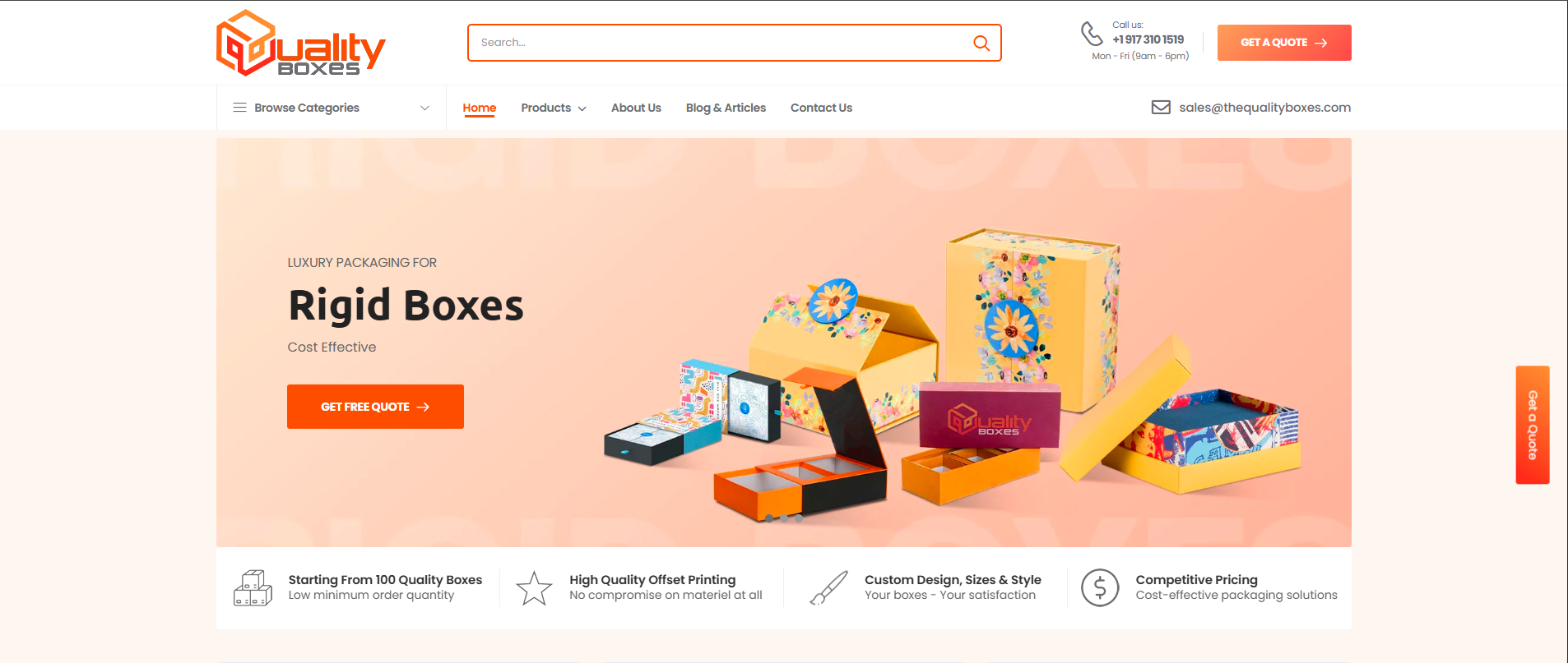 The Quality Boxes website preview